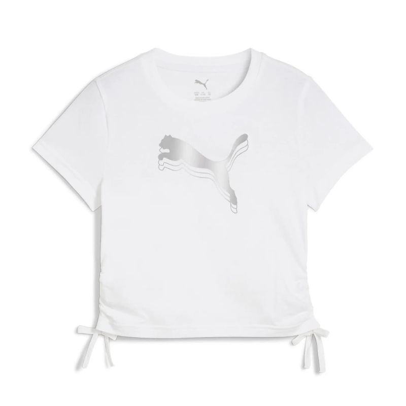 Puma essentials metallic knotted tee girls t-shirt white 686419-02 image number null