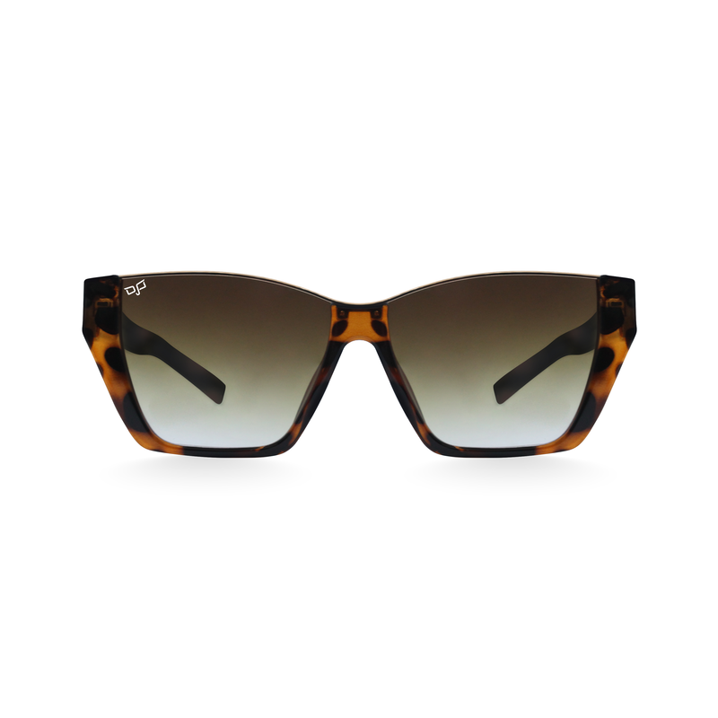 OJO sunglasses everyday cat eye shell brown frame and temples with brown gradient lenses rx-null