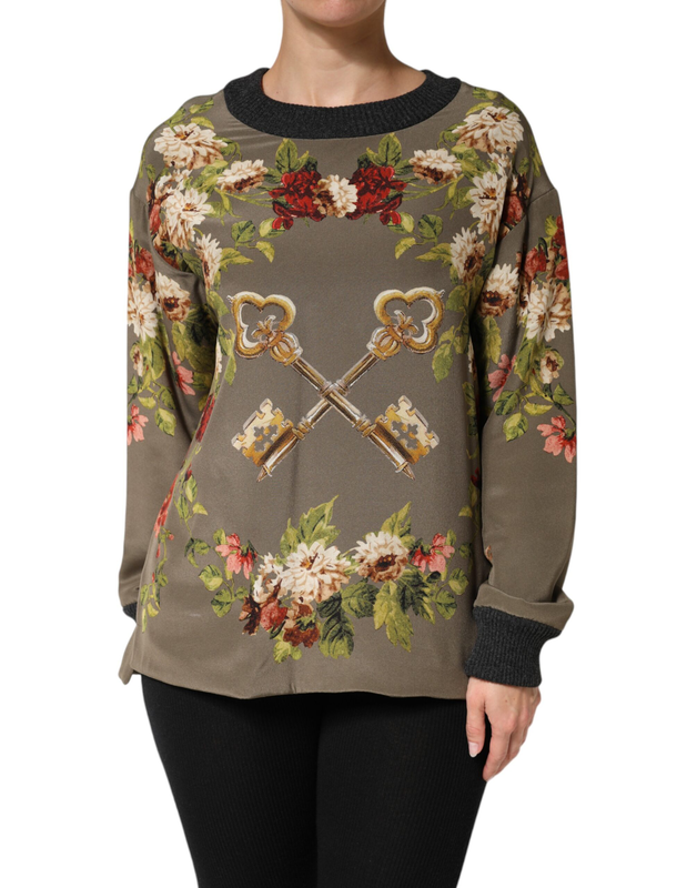 Enchanted sicily silk crewneck blouse sweater-null