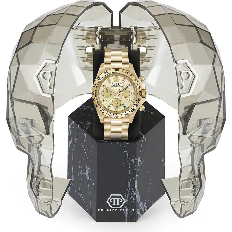 Gold stainless steel dress watch-null