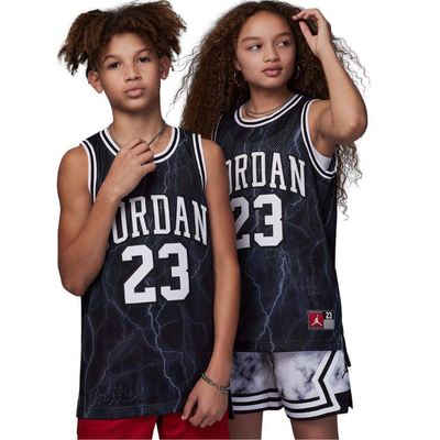 Nike jordan big kids jordan 23 aop jersey, Black / White, medium
