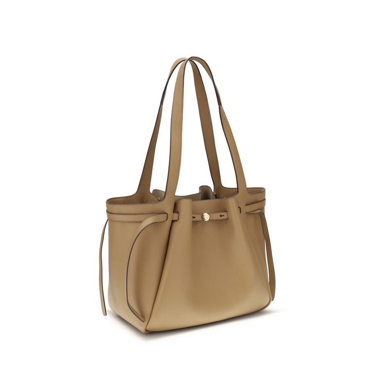Beige leather shoulder bag-null