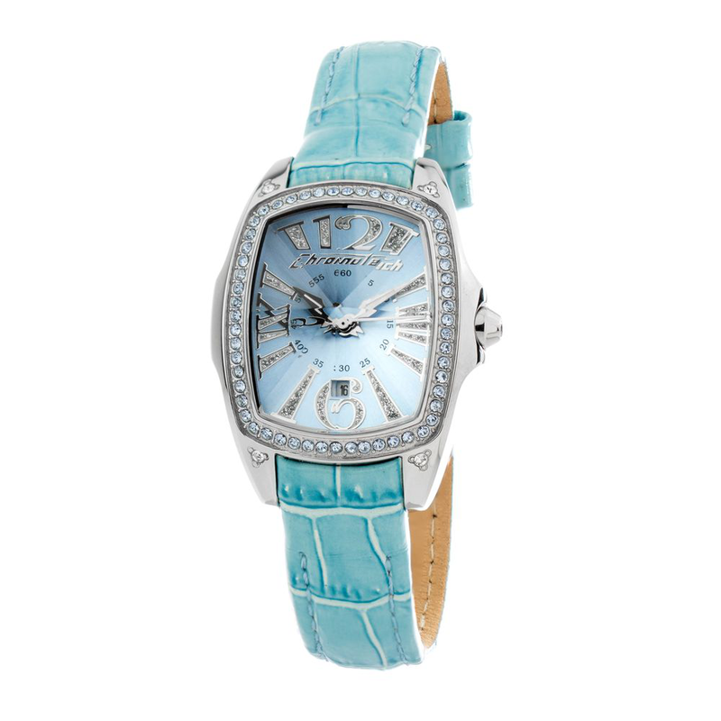 Blue leather dress watch-null