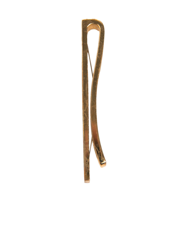 Gold tone brass logo branded tie clip bar-null