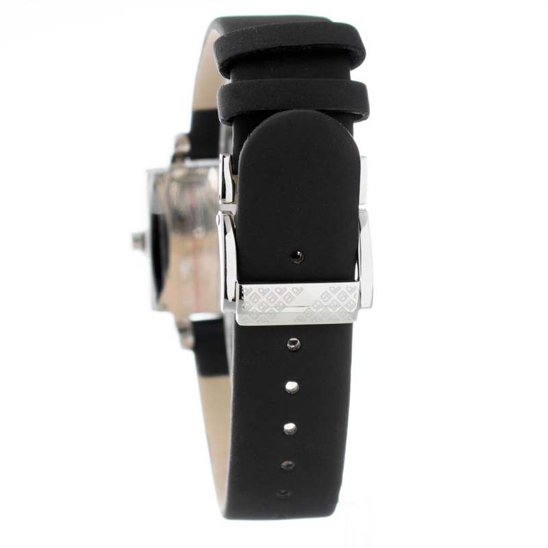Black leather dress watch-null