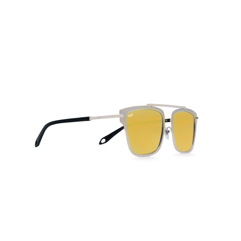 OJO trend sunglasses square matte gold frame gold flat lenses-null