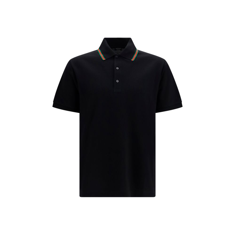 Black cotton polo shirt-null