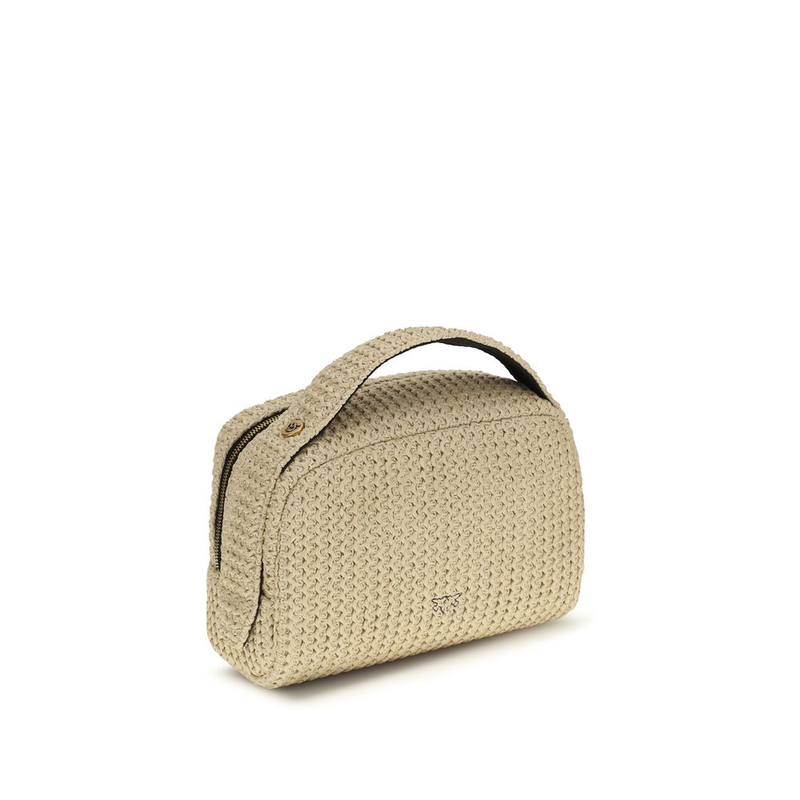 Beige raffia wallet-null