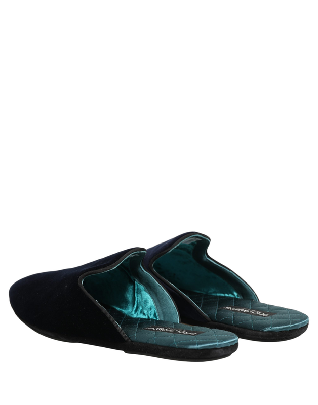 Dark blue suede slides flat slipper men shoes-null