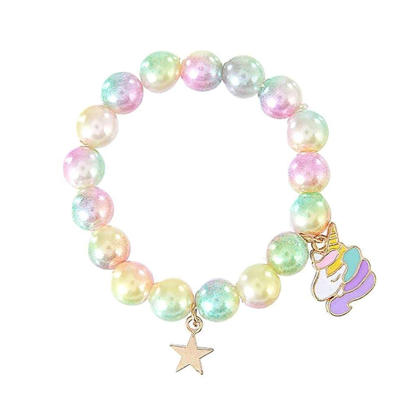 Product image: Team unicorn bracelet with colorful pearl-null