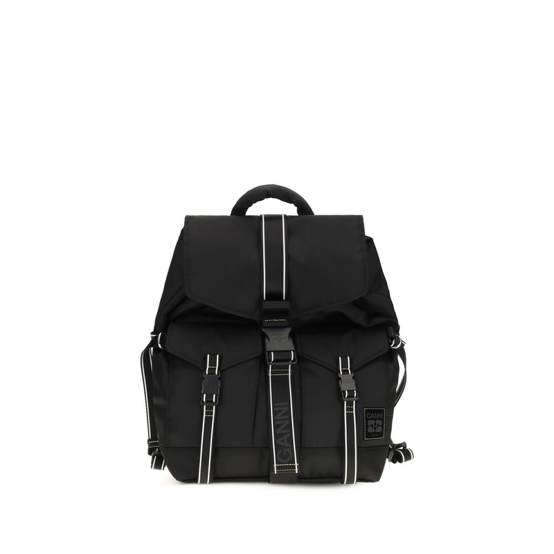 Black recycled polyamide backpack-null