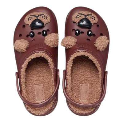 Classic lined iam brown bear kids clogs