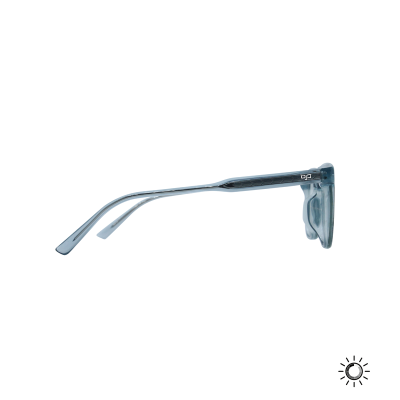 OJO sunglasses photochromic square blue clear to blue frame and temples with clear to grey ph lenses image number null