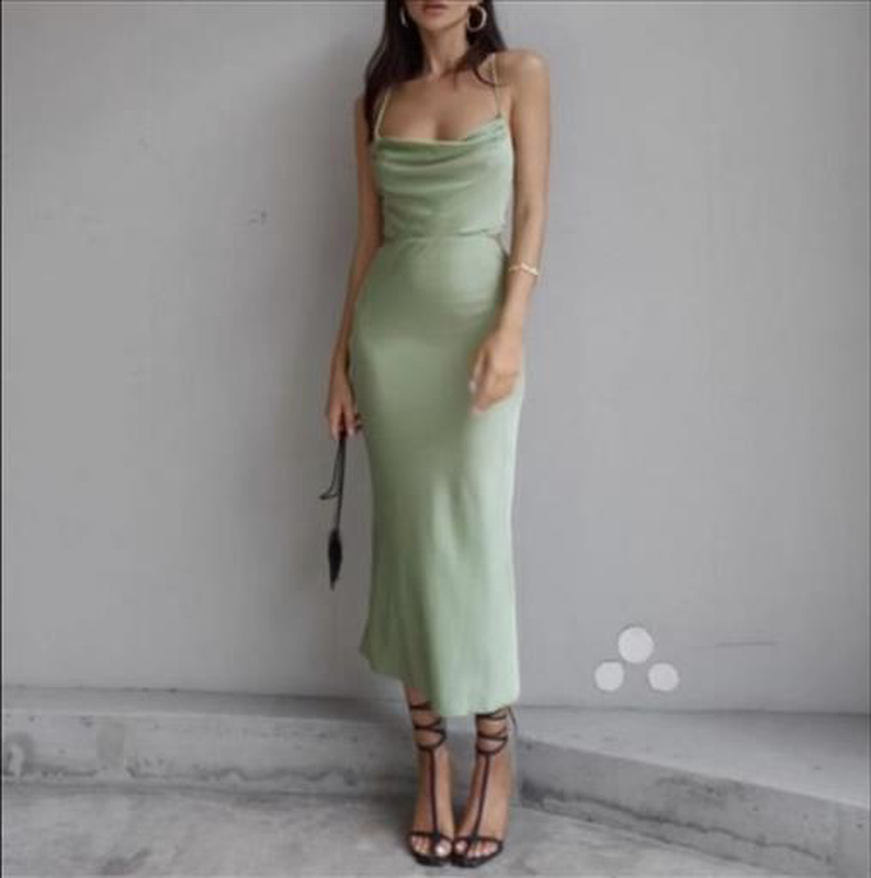 Dress satin midi drape image number null