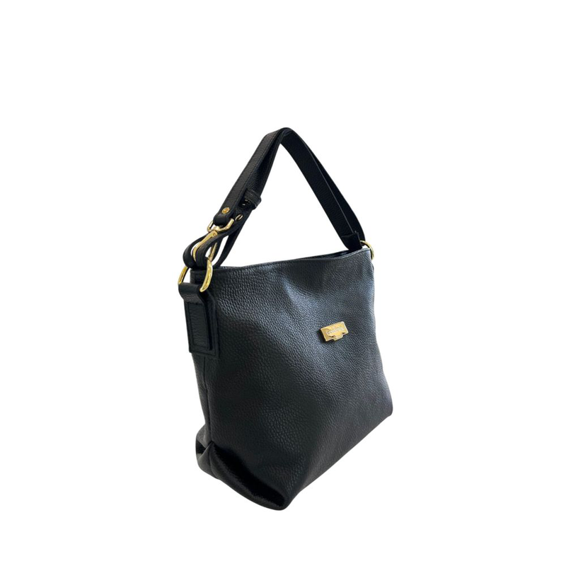 Black leather women shoulder bag-null