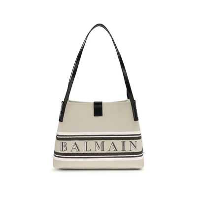 Beige cotton shoulder bag, Beige, medium