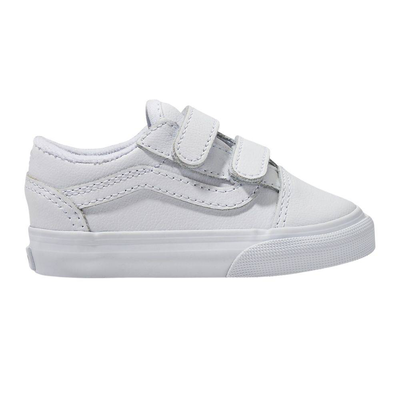 Vans toddler old skool v checkerboard shoe, White, medium