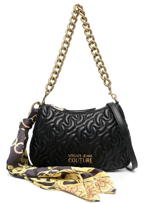 Versace jeans moon shape mini quilt bag with scarf, Black, medium