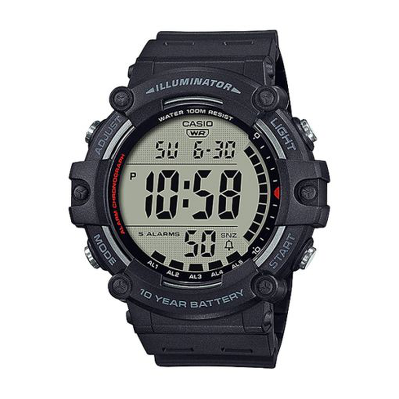Casio digital ae-1500wh-1av dual time wide face men watch (10-years battery)-null