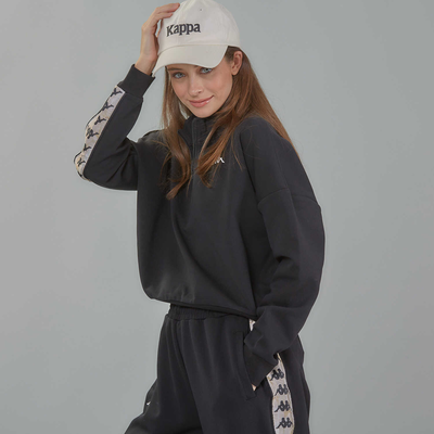 Kappa γυναικείο φούτερ 222 banda pepitagt, Black, medium