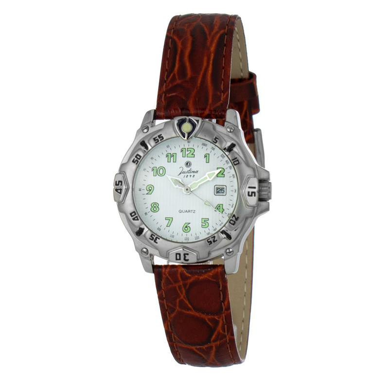 Brown leather dress watch-null