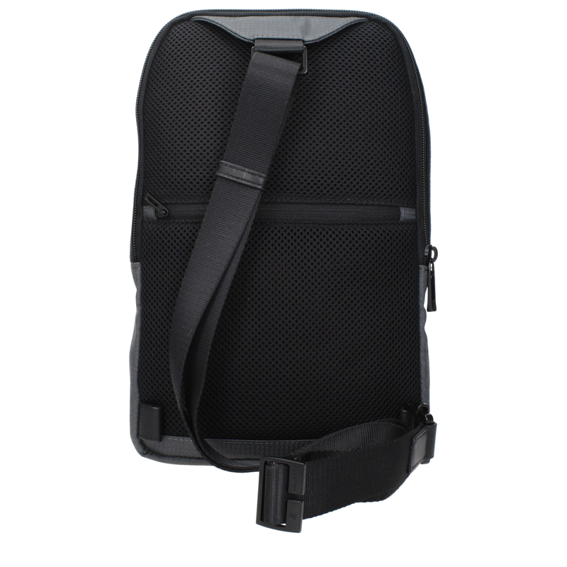 Gray fabric crossbody bag-null