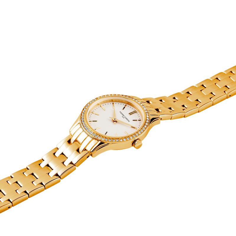 Gold stainless steel dress watch-null