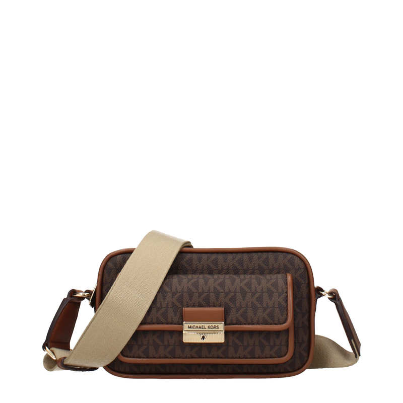 Brown fabric crossbody bag-null