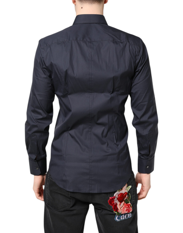 Dark blue martini cotton dress formal shirt-null