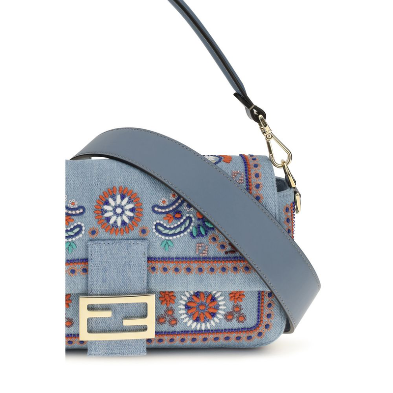 Blue cotton shoulder bag-null