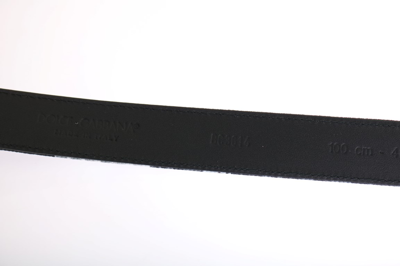 Black cayman linen leather belt-null