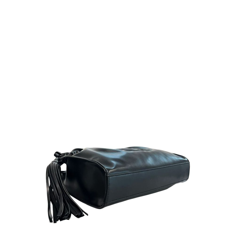 Black pu women shoulder bag-null