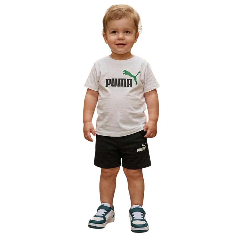 Puma minicats essentials tee and short infants boys set black 686285-57-null