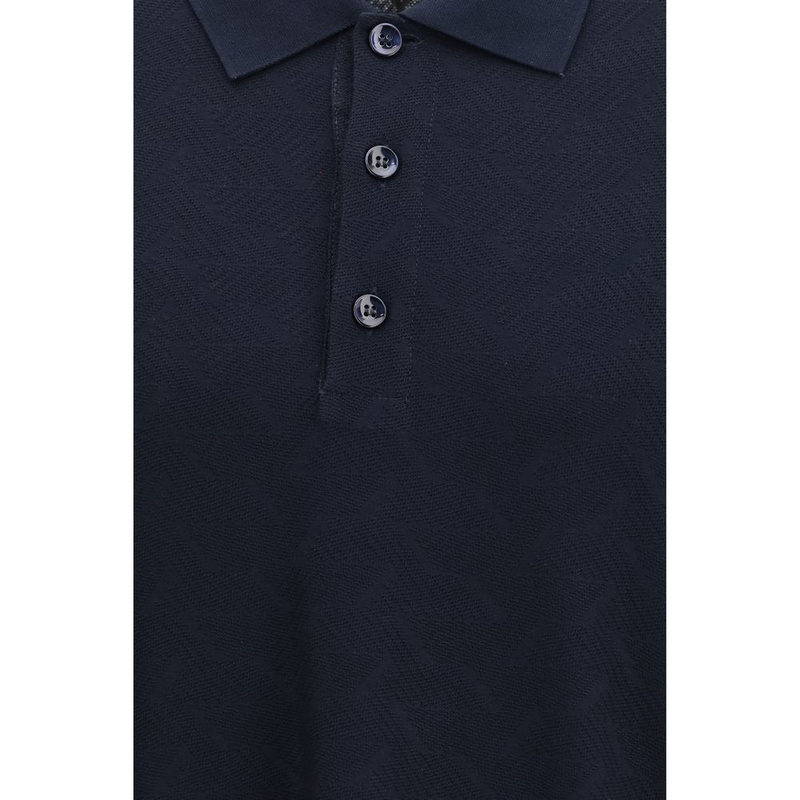 Blue viscose polo shirt-null