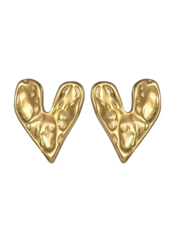 Stainless steal heart shape flat earrings gold image number null