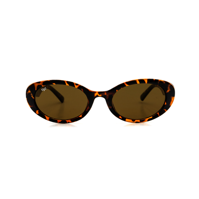 Ojo sunglasses classic oval with shell brown frame and temples with brown lenses rx