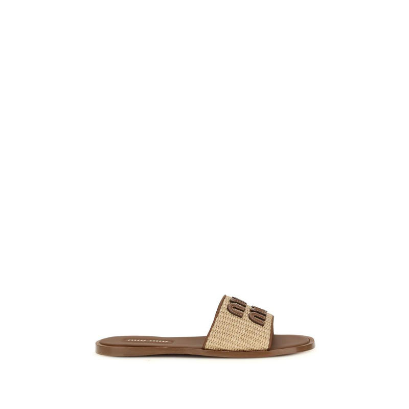 Beige nylon slippers-null