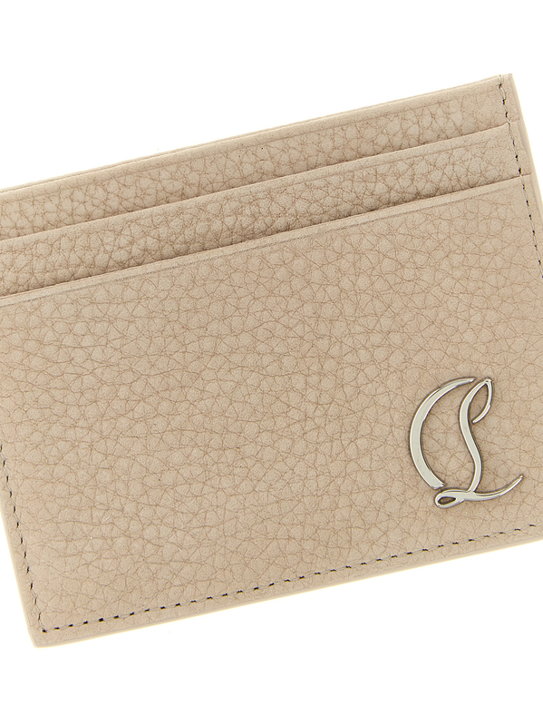 Beige calfskin cardholder-null