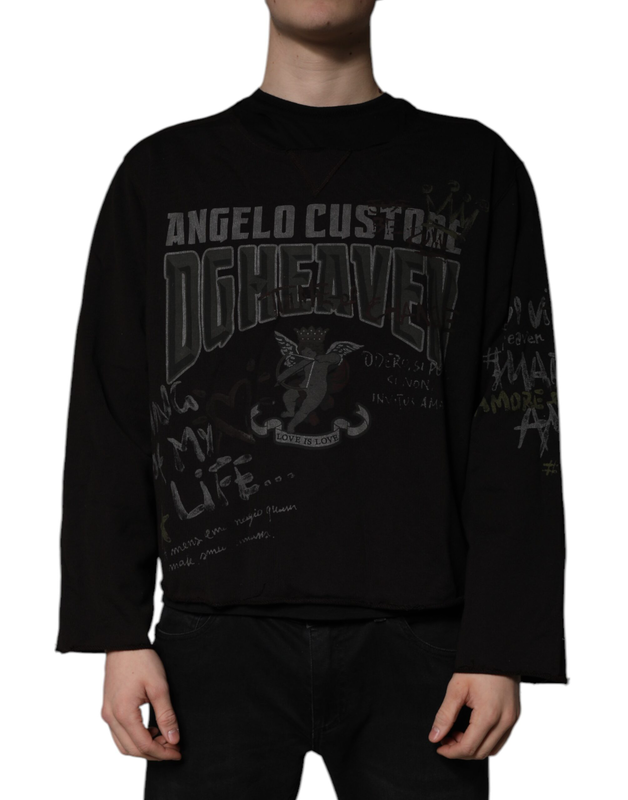 Black dg heaven crew neck pullover sweater-null