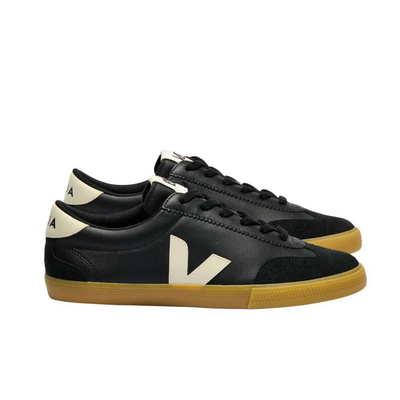 Veja volley organic leather shoes, Black, medium