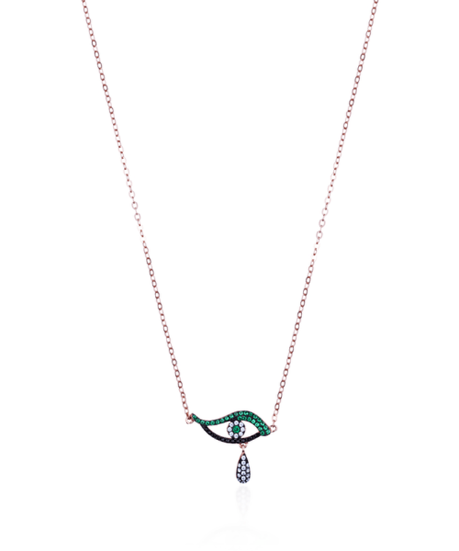 Evil eye teardrop necklace-null
