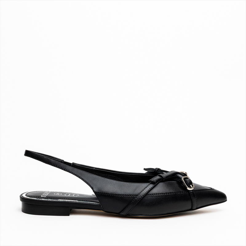 Nazeli premium low heel slingback pumps with buckle detailed cross straps-null