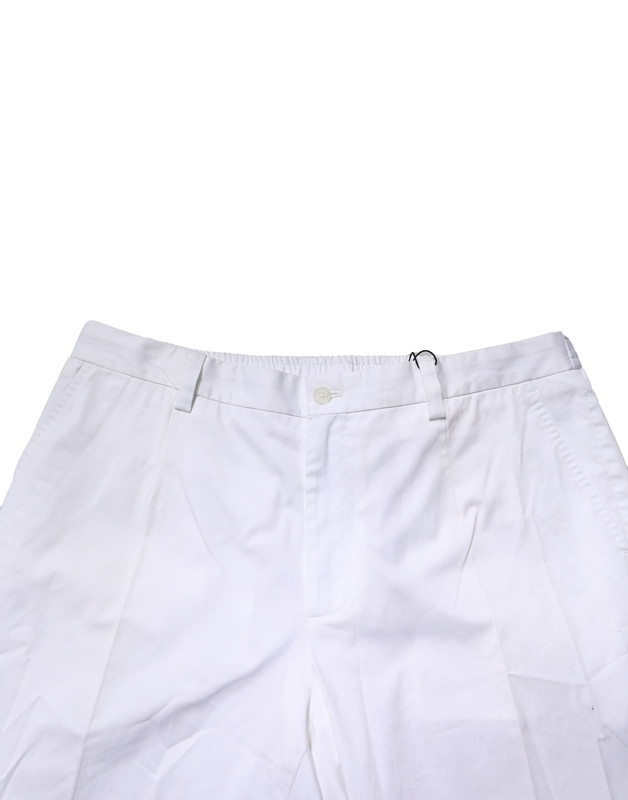 White cotton dress slim formal pants-null