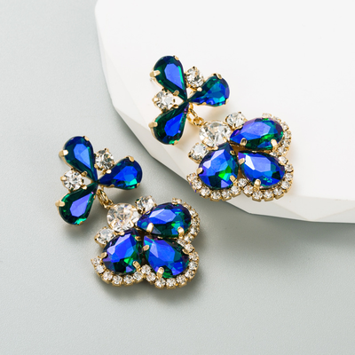 Glass crystal earrings blue