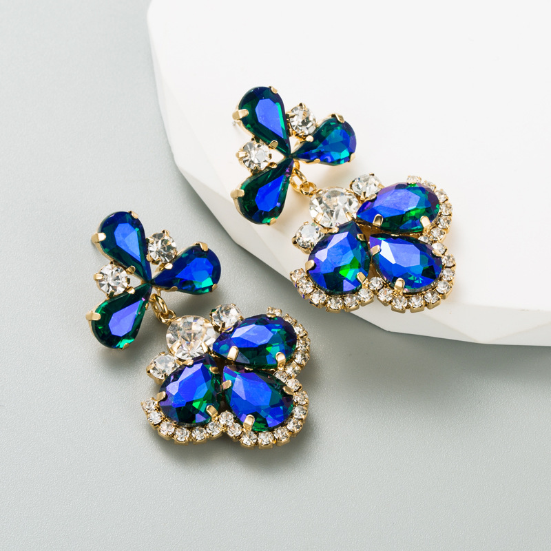 Glass crystal earrings blue image number null