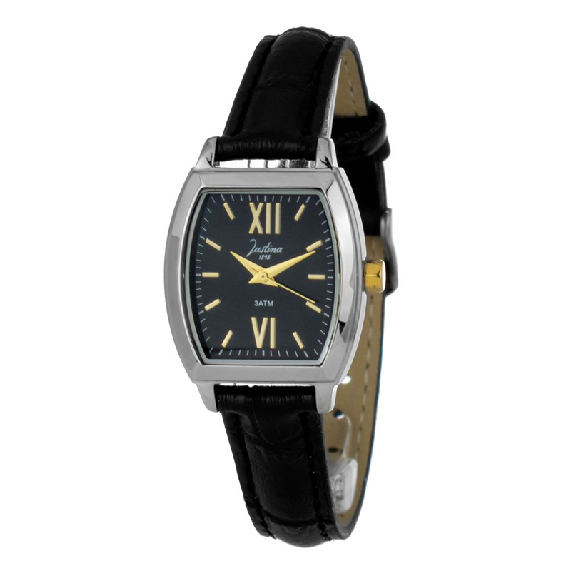 Black leather dress watch-null