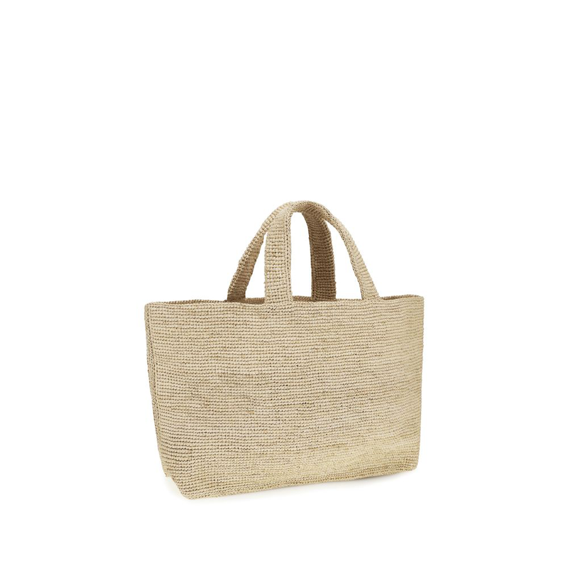 Beige raffia handbag-null