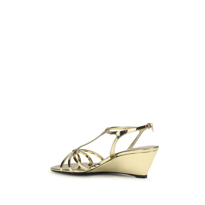 Gold calf leather bos taurus wedge sandals-null