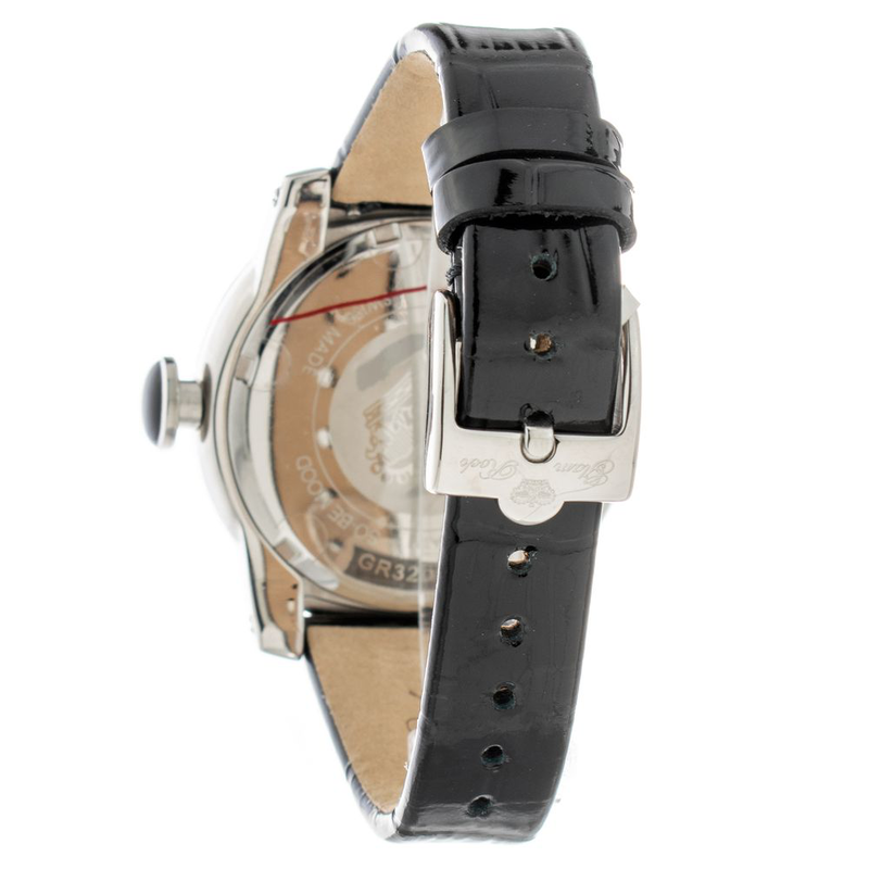 Black leather dress watch-null