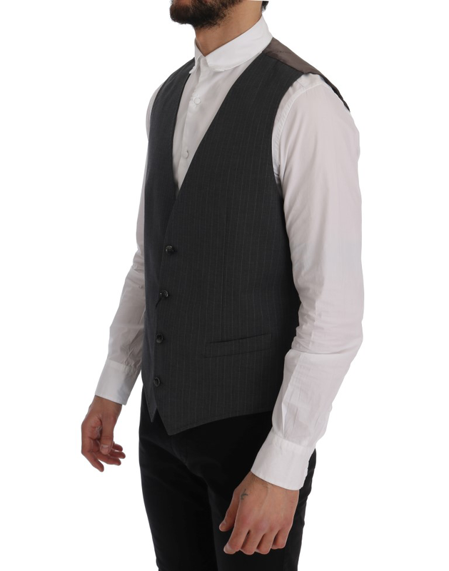 Gray staff cotton striped vest-null